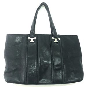 {Tory Burch} Lux T East West Nico Tote Pebbled Black